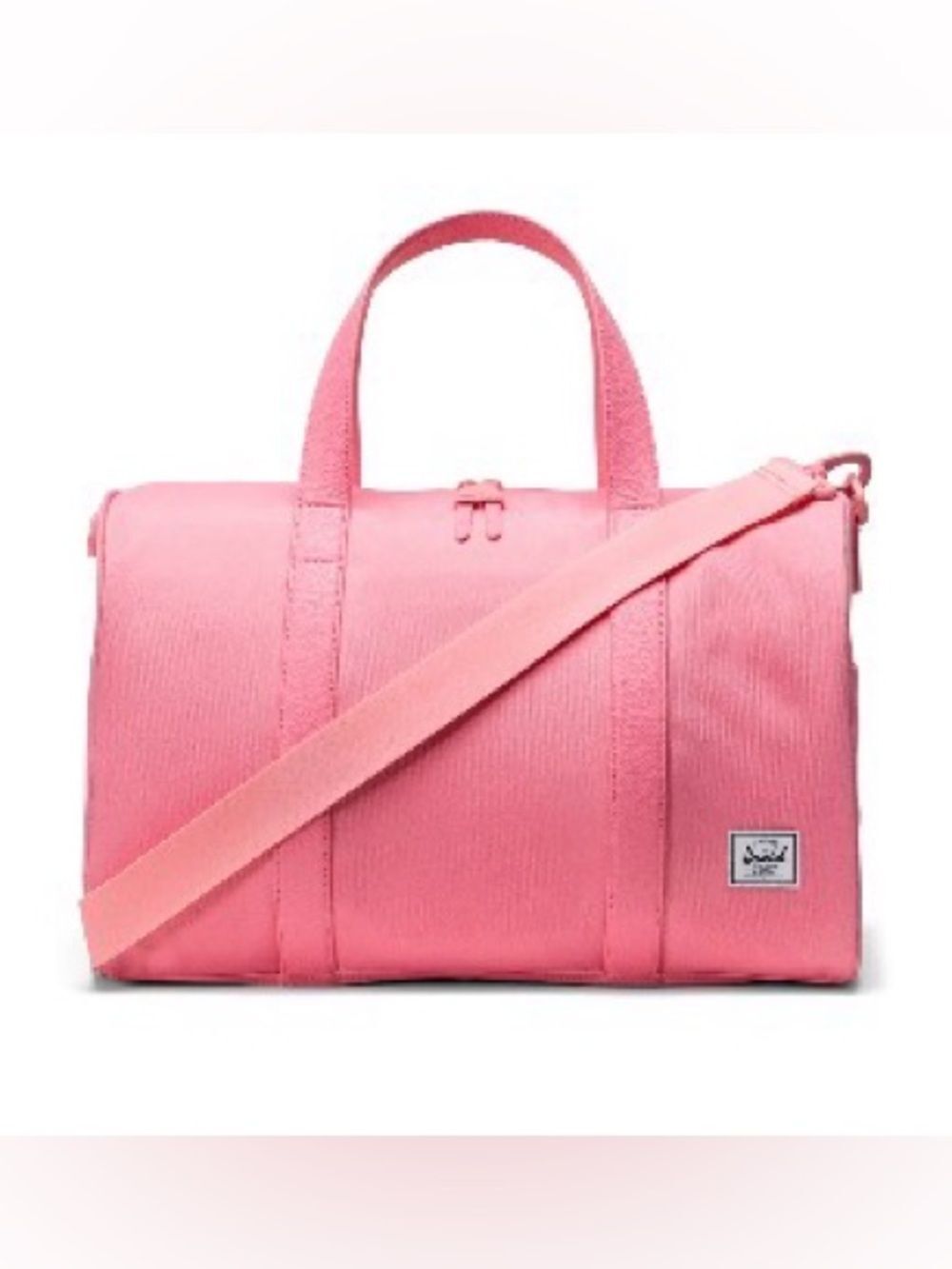 Plumeria pink carry on travel duffle bag with removable long strap and handles